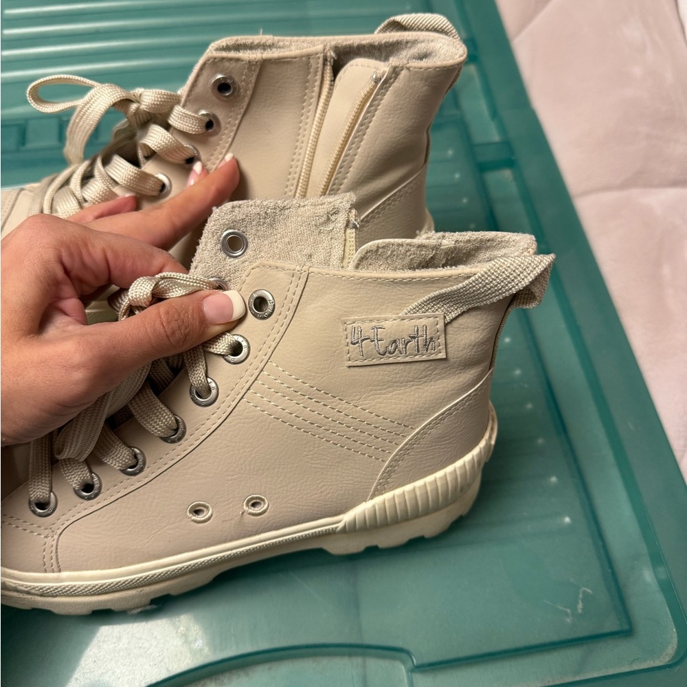 Earth Cream High-Top Sneakers